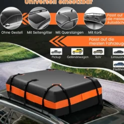 420 L Dachbox für Auto mit Zahlenschloss & 6 Türhaken & Anti-Rutsch-Matte Wasserdichter Dachkoffer