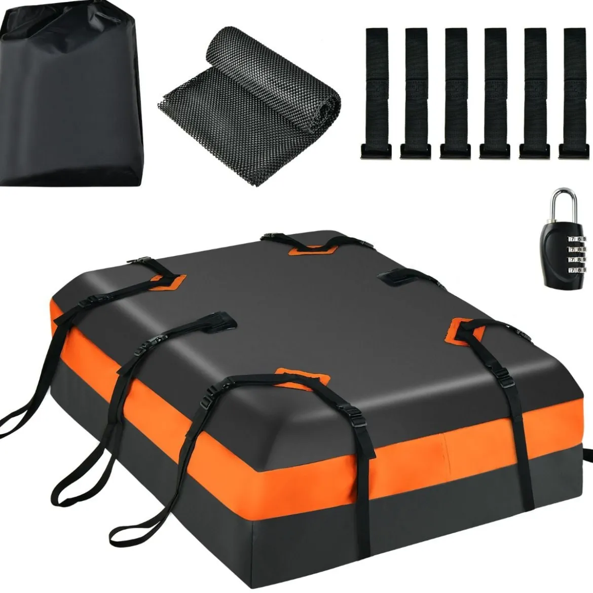 420 L Dachbox für Auto mit Zahlenschloss & 6 Türhaken & Anti-Rutsch-Matte Wasserdichter Dachkoffer
