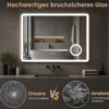 LED Badezimmerspiegel mit Beleuchtung & Integrierter 3‑fach Vergrößerungsspiegel 80 x 60 cm