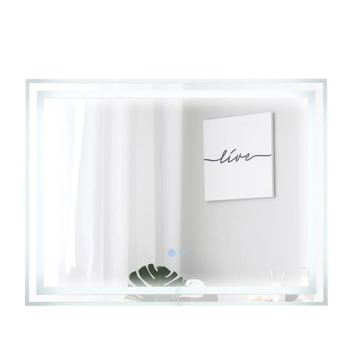 LED Badspiegel mit Beleuchtung 80 x 60 cm Badezimmerspiegel Anti-Beschlag Rechteckig