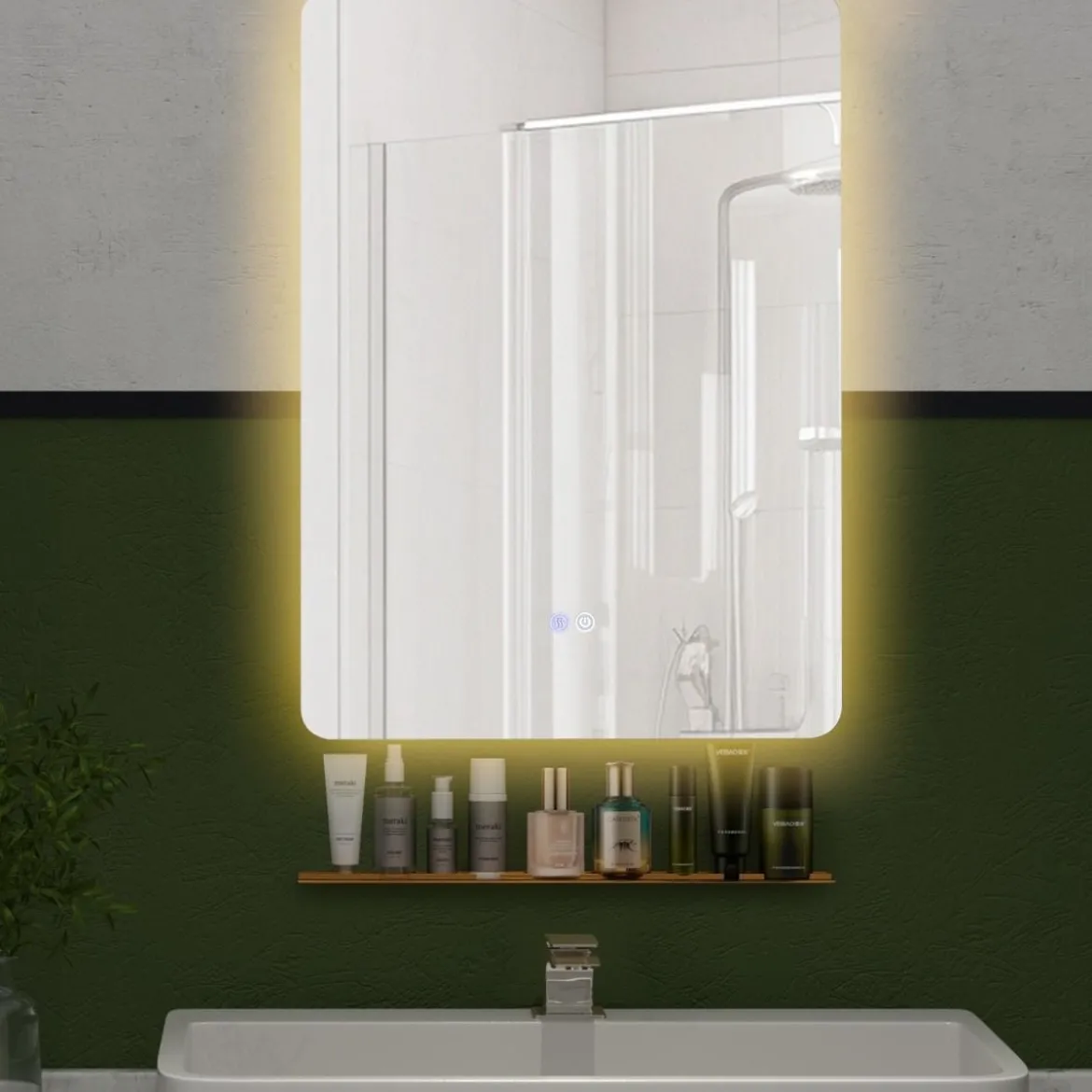 LED Badspiegel mit Beleuchtung & Touch Schalter & Memory Funktion Wandspiegel 70 x 50 cm