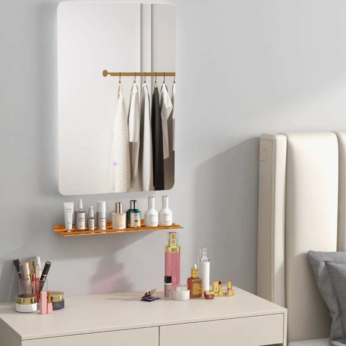 LED Badspiegel mit Beleuchtung & Touch Schalter & Memory Funktion Wandspiegel 70 x 50 cm