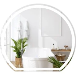 LED Badspiegel mit Beleuchtung Anti-Beschlag Badezimmerspiegel Wandspiegel dimmbar mit Touch-Schalter Silber