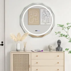 LED Badspiegel mit Beleuchtung & Uhr & Touchschalter Anti-Beschlag Badezimmerspiegel