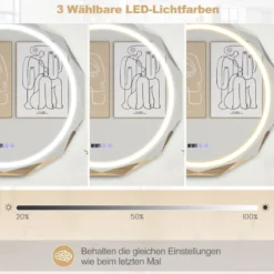 LED Badspiegel mit Beleuchtung & Uhr & Touchschalter Anti-Beschlag Badezimmerspiegel