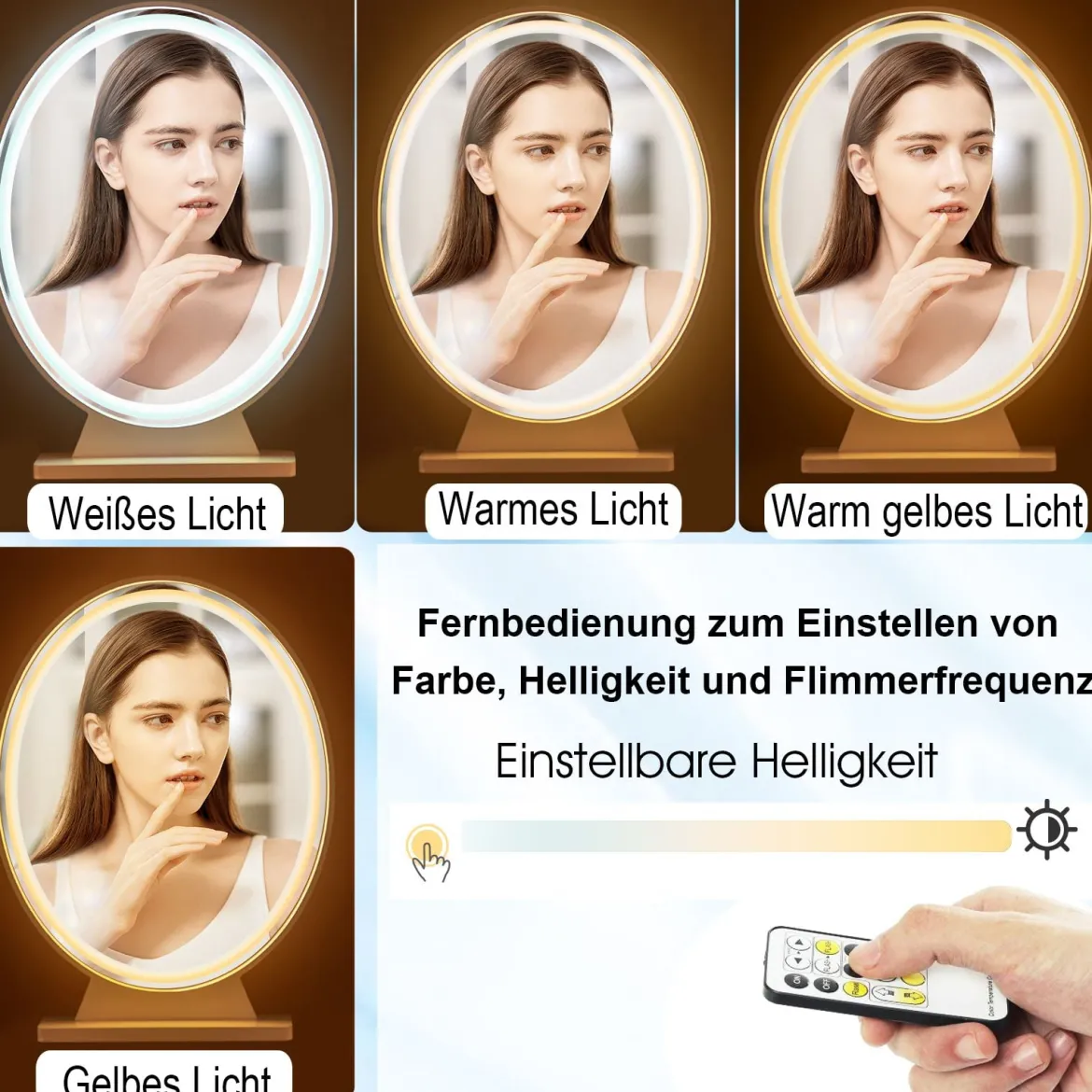LED Kosmetikspiegel Tischspiegel mit 4 Beleuchtungsmodi Makeup Spiegel