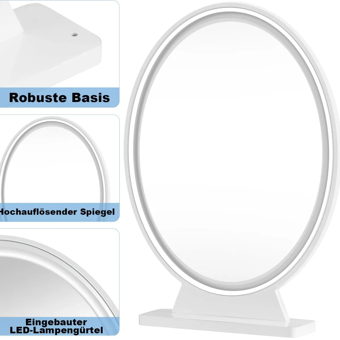 LED Kosmetikspiegel Tischspiegel mit 4 Beleuchtungsmodi Makeup Spiegel