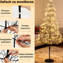 LED Lichterbaum 150 cm Leuchtbaum mit 1000 warmweißen Leuchten LED Baum Innen Lichterzweige mit Zemenständer
