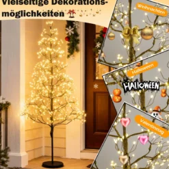 LED Lichterbaum 150 cm Leuchtbaum mit 1000 warmweißen Leuchten LED Baum Innen Lichterzweige mit Zemenständer