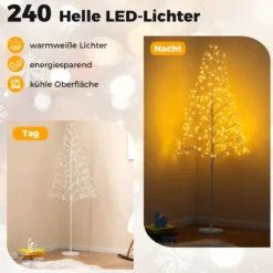 LED Lichterbaum mit Warmweißen LED-Leuchten Künstlicher Weihnachtsbaum Birkenbaum 120 cm