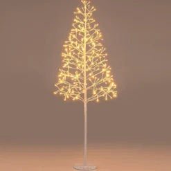 LED Lichterbaum mit Warmweißen LED-Leuchten Birkenbaum Künstlicher Weihnachtsbaum 150 cm