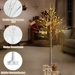 LED Lichterbaum mit Warmweißen LED-Leuchten Birkenbaum Künstlicher Weihnachtsbaum