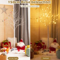 LED Lichterbaum mit Warmweißen LED-Leuchten Birkenbaum Künstlicher Weihnachtsbaum