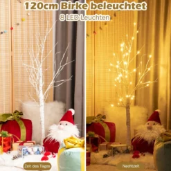 LED Lichterbaum mit Warmweißen LED-Leuchten Birkenbaum Künstlicher Weihnachtsbaum