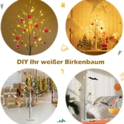 LED Lichterbaum mit Warmweißen LED-Leuchten Birkenbaum Künstlicher Weihnachtsbaum
