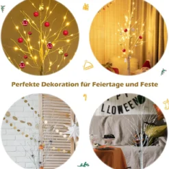 LED Lichterbaum mit Warmweißen LED-Leuchten Birkenbaum Künstlicher Weihnachtsbaum