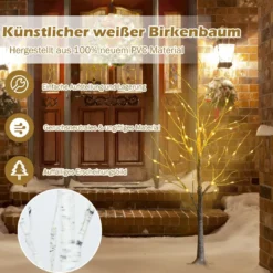 LED Lichterbaum mit Warmweißen LED-Leuchten Birkenbaum Künstlicher Weihnachtsbaum