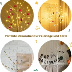 LED Lichterbaum mit Warmweißen LED-Leuchten Birkenbaum Künstlicher Weihnachtsbaum
