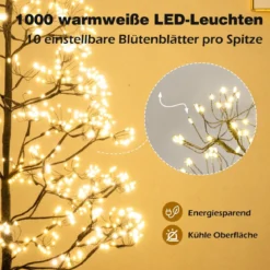 LED Lichterbaum mit Warmweißen LED-Leuchten Birkenbaum Künstlicher Weihnachtsbaum 120 cm