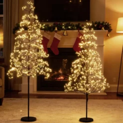 LED Lichterbaum mit Warmweißen LED-Leuchten Birkenbaum Künstlicher Weihnachtsbaum 120 cm