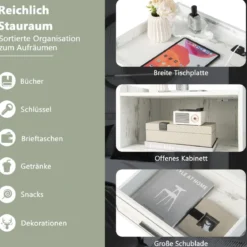 LED-Nachttisch Intelligenter Nachtschrank mit 2 USB-Anschlüssen Weiß