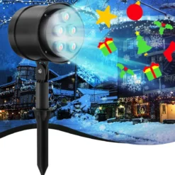 LED-Projektionslampe mit 5 Premium-LED-Leuchten für Weihnachten 11 x 12 x 45,5 cm Schwarz