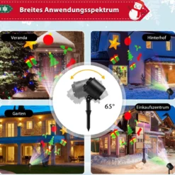 LED-Projektionslampe mit 5 Premium-LED-Leuchten für Weihnachten 11 x 12 x 45,5 cm Schwarz
