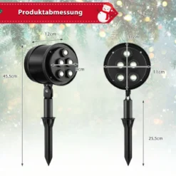 LED-Projektionslampe mit 5 Premium-LED-Leuchten für Weihnachten 11 x 12 x 45,5 cm Schwarz