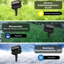 LED-Projektionslampe mit 5 Premium-LED-Leuchten für Weihnachten 11 x 12 x 45,5 cm Schwarz