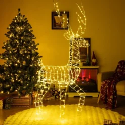 LED Rentier groß beleuchtete Weihnachtsdeko 186 cm Weihnachtsfigur mit 300 warmweißen Lichtern