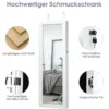 LED Schmuckschrank mit Ganzkörperspiegel Tür- und Wandmontage 37 x 9.5 x 108 cm Weiß
