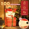 LED Schneemann in Geschenkbox mit 100 Warmweißen LED-Lichtern Beleuchtete Weihnachtsdeko
