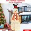 LED Schneemann mit 80 LED-Lichtern Weihnachtsdeko Weihnachtsfigur 66 x 14 x 110 cm