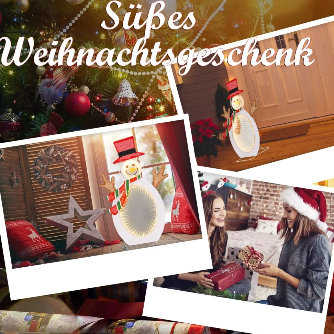 LED Schneemann mit 2 Tunnellichtern Weihnachtsfigur Weihnachtsbeleuchtung