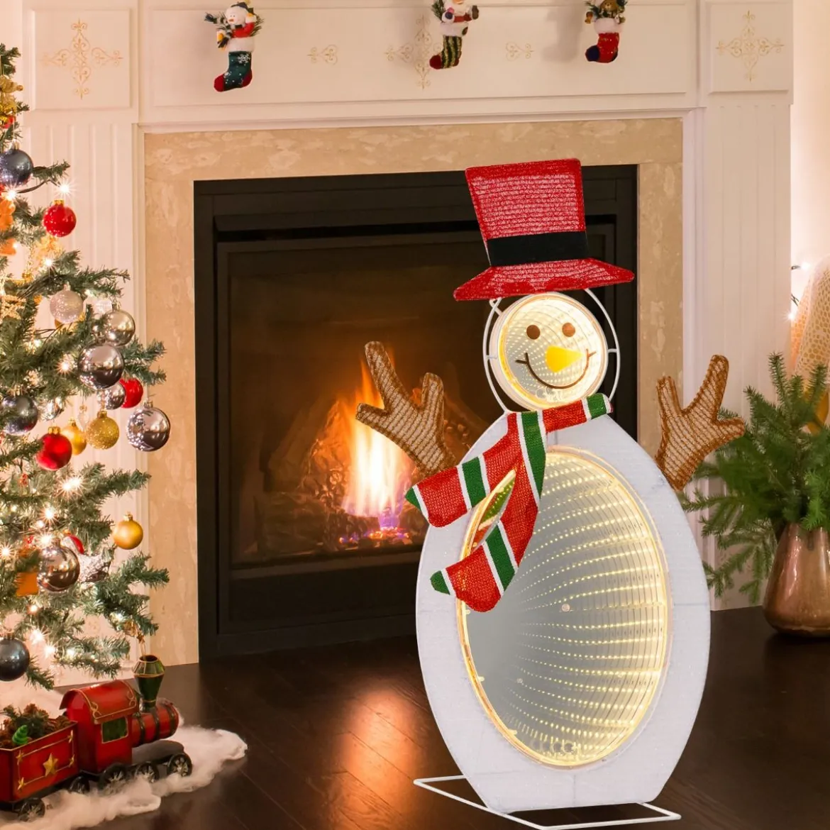 LED Schneemann mit 2 Tunnellichtern Weihnachtsfigur Weihnachtsbeleuchtung
