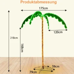 LED Seil Licht Palme künstliche LED beleuchtete Palme 175 x 120 x 218cm Grün und Braun