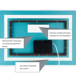 LED-Spiegel Badezimmer Spiegel mit Beleuchtung Wandspiegel Quadratisch 70 x 50 x 3 cm