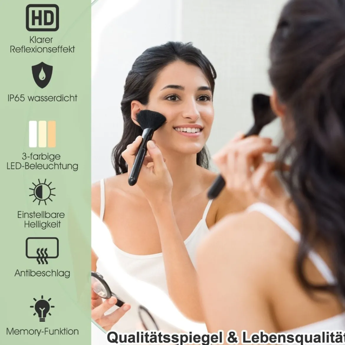 LED-Spiegel Ø 60 cm Runder LED-Spiegel mit Anti-Beschlage Spiegelheizung Badezimmerspiegel Schutzklasse IP65