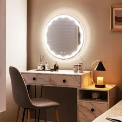 LED-Spiegel Ø 60 cm Runder LED-Spiegel mit Anti-Beschlage Spiegelheizung Badezimmerspiegel Schutzklasse IP65