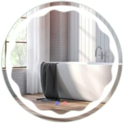 LED-Spiegel Ø 60 cm Runder LED-Spiegel mit Anti-Beschlage Spiegelheizung Badezimmerspiegel Schutzklasse IP65