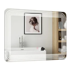 LED-Spiegel mit Anti-Beschlage Spiegelheizung 3-farbiges Licht Kosmetikspiegel 70 x 50 cm