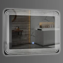 LED-Spiegel mit Anti-Beschlage Spiegelheizung 3-farbiges Licht Kosmetikspiegel 70 x 50 cm