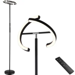 LED Stehlampe Deckenfluter Standleuchte Stehleuchte Metalllampe 3000K-6000K dimmbar Schwarz