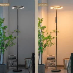 LED Stehlampe Deckenfluter Standleuchte Stehleuchte Metalllampe 3000K-6000K dimmbar Schwarz