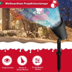 LED-Wandprojektionslampe mit 3 Leuchten für Weihnachten Drehbar 9 x 16 x 45,5 cm Schwarz