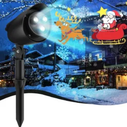 LED-Wandprojektionslampe mit 3 Leuchten für Weihnachten Drehbar 9 x 16 x 45,5 cm Schwarz