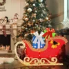 LED Weihnachtsdeko Schlitten mit 94 Warmen & Hellen LEDs & Geschenkboxen Santaschlitten