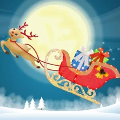 LED Weihnachtsdeko Schlitten mit 94 Warmen & Hellen LEDs & Geschenkboxen Santaschlitten