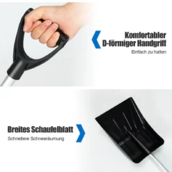 Leichte Aluminium-Schneeschaufel Schneeräumer Dachräumer höhenverstellbar Silber+ Schwarz