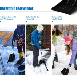 Leichte Aluminium-Schneeschaufel Schneeräumer Dachräumer höhenverstellbar Silber+ Schwarz